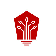 Leaf Lamp Logo Design 