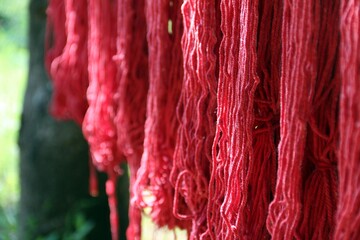 Drying red dry rope