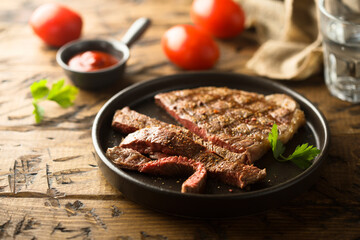 Grilled beef steak on a plate