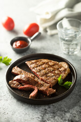 Grilled beef steak on a plate