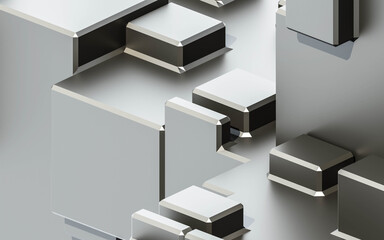 Macro image of black cubes modern design 3d render illustration