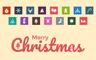 Very Useful & Attractive Christmas Icons With Merry Christmas Message.