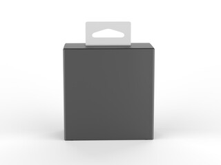 Blank paper box packaging with hand tab for mockup design and branding, 3d render illustration.