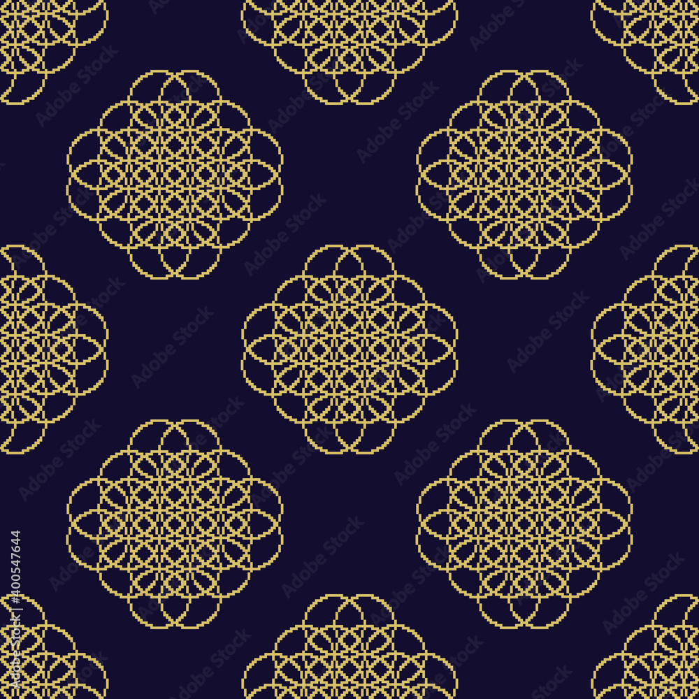 Poster abstract geometric pattern with lines, circle. seamless pattern vector background. pixel art 8 bit.