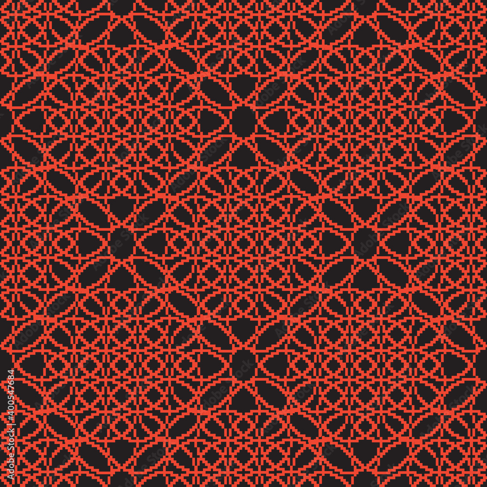 Poster Abstract geometric pattern with lines, circle. Seamless pattern vector background. Pixel art 8 bit.