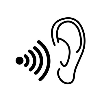 Ear icon on white background.  illustration.
