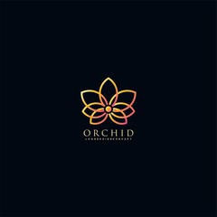 Orchid vector flower logo design template