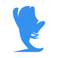 Abstract blue running shoe symbol on white backdrop. Design element