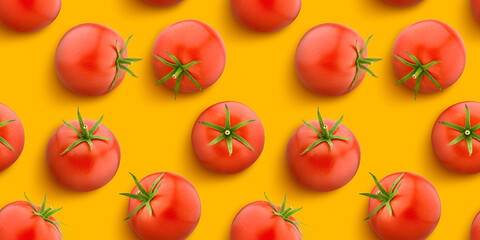 Tomato isolated on white background, flat lay, top view