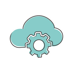 Cloud technology vector icon on cartoon style on white isolated background.