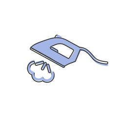 Vector icon steam iron on cartoon style on white isolated background.