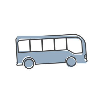 Bus vector icon on cartoon style on white isolated background.