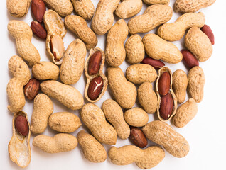 bunch of ecological peanuts on a white background