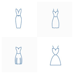 Set of Women's clothes icon design vector template, Party supplies design concept, Icon symbol, Illustration
