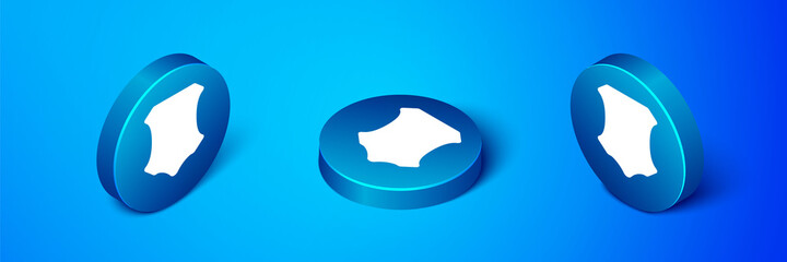 Isometric Leather icon isolated on blue background. Blue circle button. Vector Illustration.