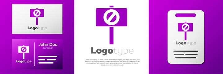 Logotype Protest icon isolated on white background. Meeting, protester, picket, speech, banner, protest placard, petition, leader, leaflet. Logo design template element. Vector.