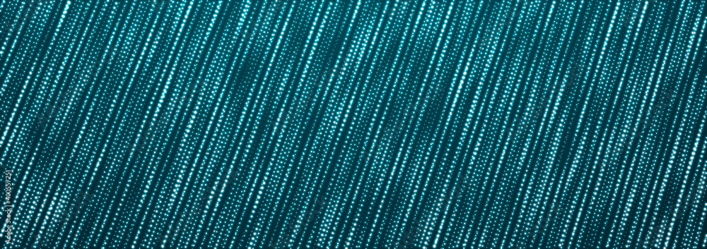 Aufkleber abstract matrix. gradient halftone. many green dots of different sizes on dark background. 3d
