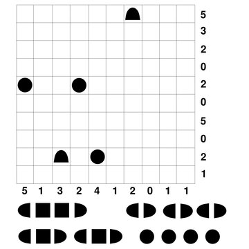 A vector illustration of the starting position of a battleships puzzle for mental activity