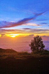 Fototapeta na wymiar The dawn light on Mount Lawu, Indonesia