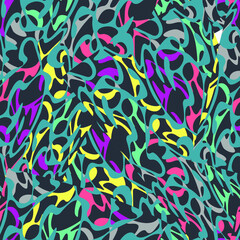 Seamless pattern with wave colorful abstract shapes