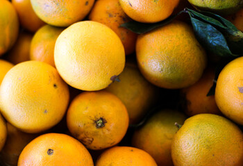 Oranges in a wooden basket