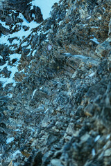 Freezing trail on mountain