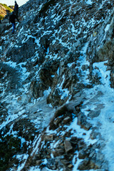 Freezing trail on mountain