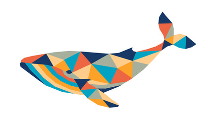 Geometric polygonal whale. Abstract colorful animal. Vector illustration.	