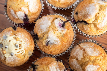 Deliciosas magdalenas muffins artesanales de arándanos naturales