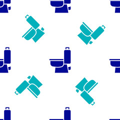 Blue Toilet bowl icon isolated seamless pattern on white background. Vector.