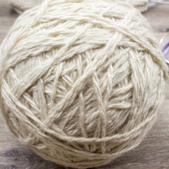 a ball of wool yarn. the concept of hobby, home production and individual entrepreneurship.