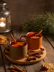 Christmas drink with cinnamon, orange and star anise.