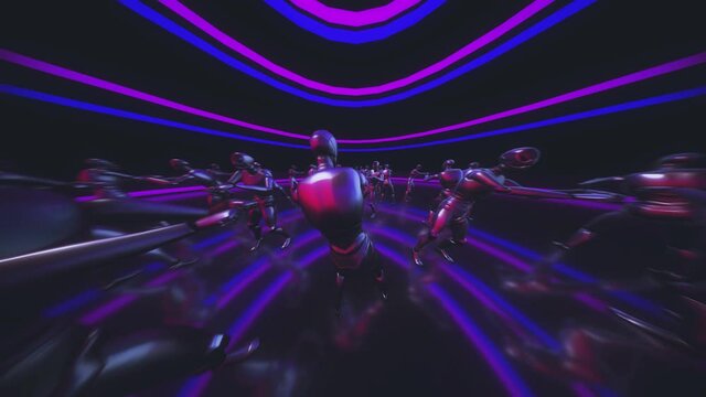 Silly dancing robot with trippy fisheye camera movements 4k. High quality 4k footage