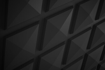 Geometrical shapes background. Black and white minimalist tech wall. Abstract 3D backdrop.