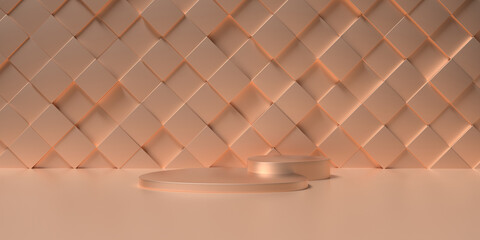3d rendering of golden space booth background