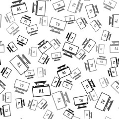 Black Smart Tv icon isolated seamless pattern on white background. Television sign. Vector.