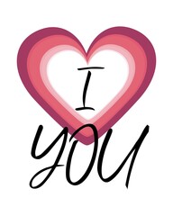 bright card for valentine's day with a big bright heart and the inscription I love you. cute design for love confession
