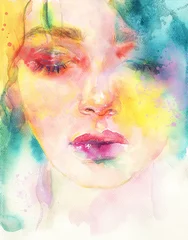 Rolgordijnen female face. illustration. watercolor painting  © Anna Ismagilova