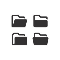 Folder or file black vector icon set. Web document glyph symbol.