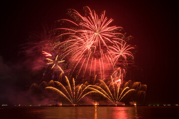 Colorful Fireworks at Pattaya Beach