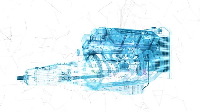 Muscle Car v8 motor engine hud hologram v2 4k. High quality 4k footage