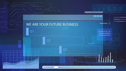 Vector illustration hi-tech blue abstract technology background. Computing, for your data.