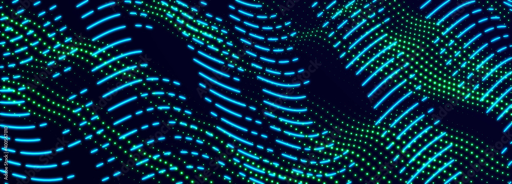 Poster Big Data visualization. Data technology illustration. Science background. Technological 3D landscape. 3D