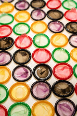Colorful condoms background.