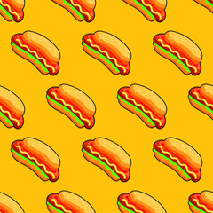 hot dog seamless pattern background vector