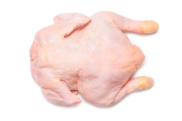 Raw chicken isolated on white background.