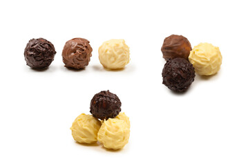 Chocolate truffle isolated on white background.