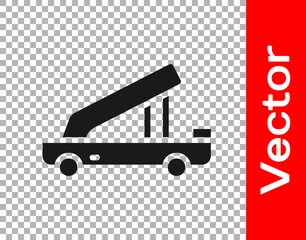 Black Passenger ladder for plane boarding icon isolated on transparent background. Airport stair travel. Vector.
