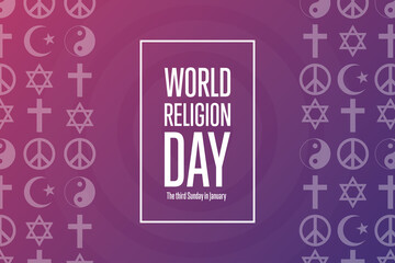 Obraz na płótnie Canvas World Religion Day. The third Sunday in January. Holiday concept. Template for background, banner, card, poster with text inscription. Vector EPS10 illustration.