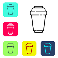 Black line Water filter cartridge icon isolated on white background. Set icons in color square buttons. Vector Illustration.